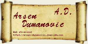 Arsen Dumanović vizit kartica